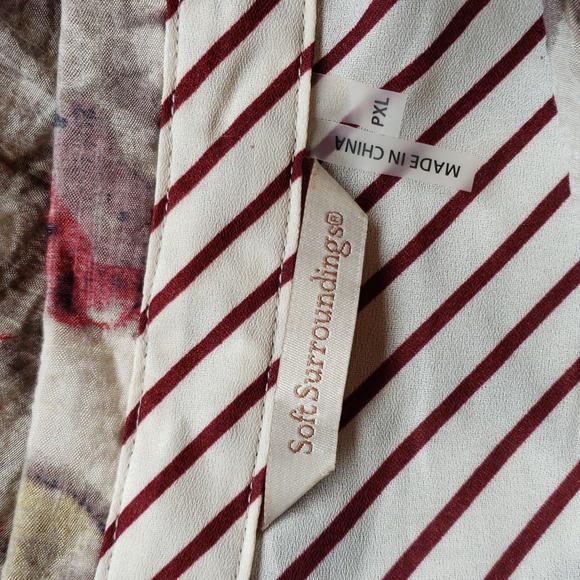 SOFT SURROUNDINGS Watercolor Magnolia Floral Long Button Down Shirt sz XL Petite - Picture 4 of 6